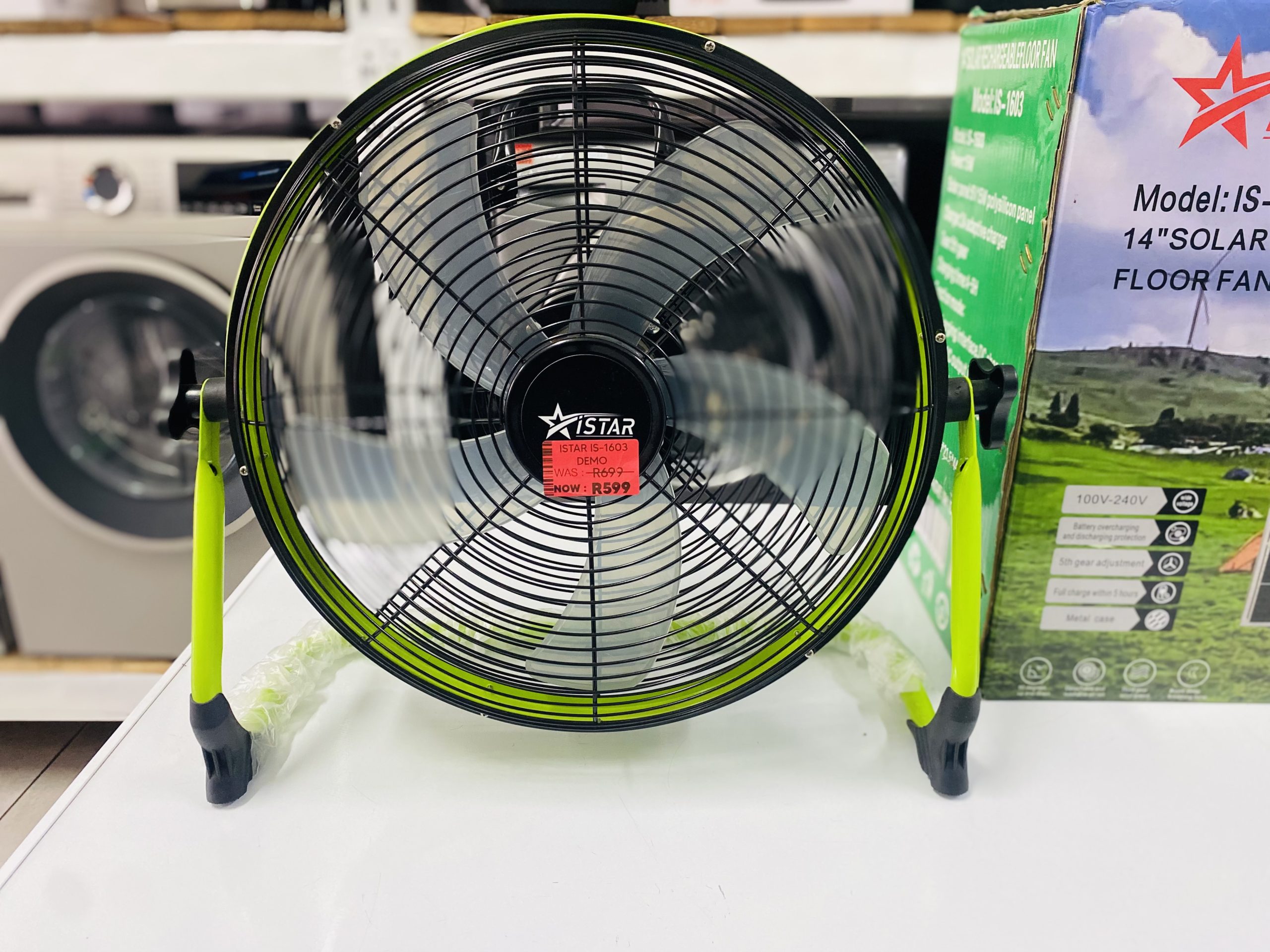 Istar 14” solar rechargeable fan